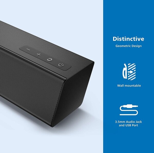 PHILIPS B5306 2.1-Channel Soundbar with Wireless Subwoofer &
