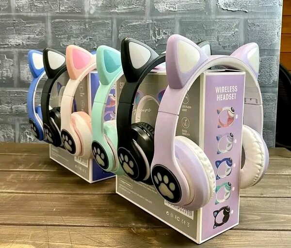 Casque sans fil oreilles chat LED