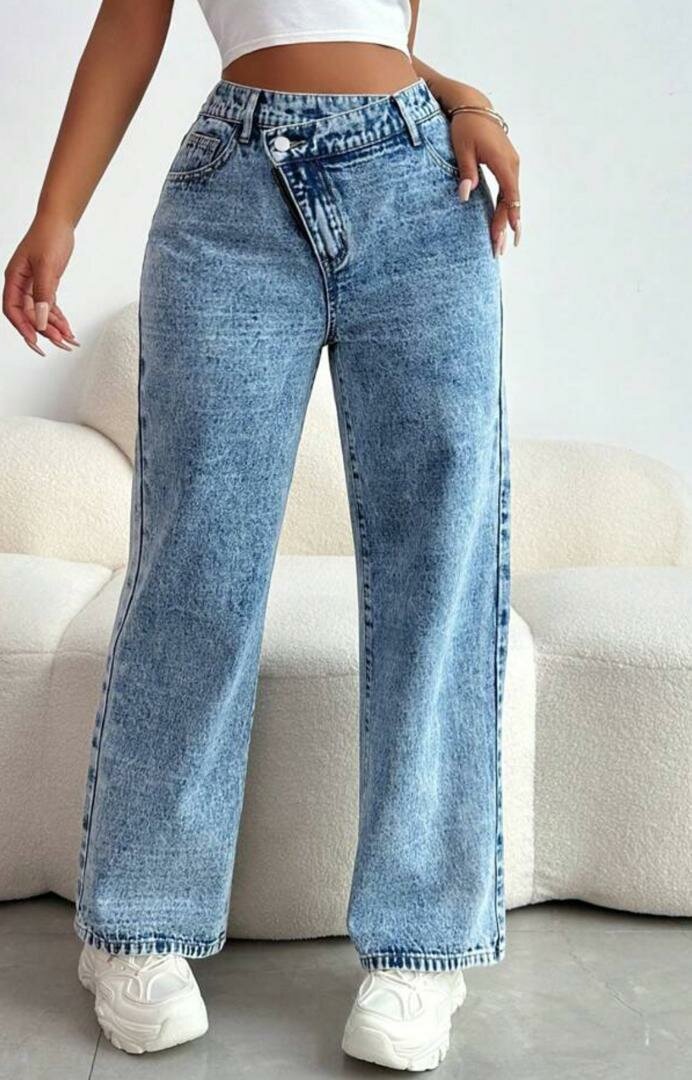 Jean évasé taille haute femme