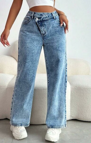 Jean évasé taille haute femme