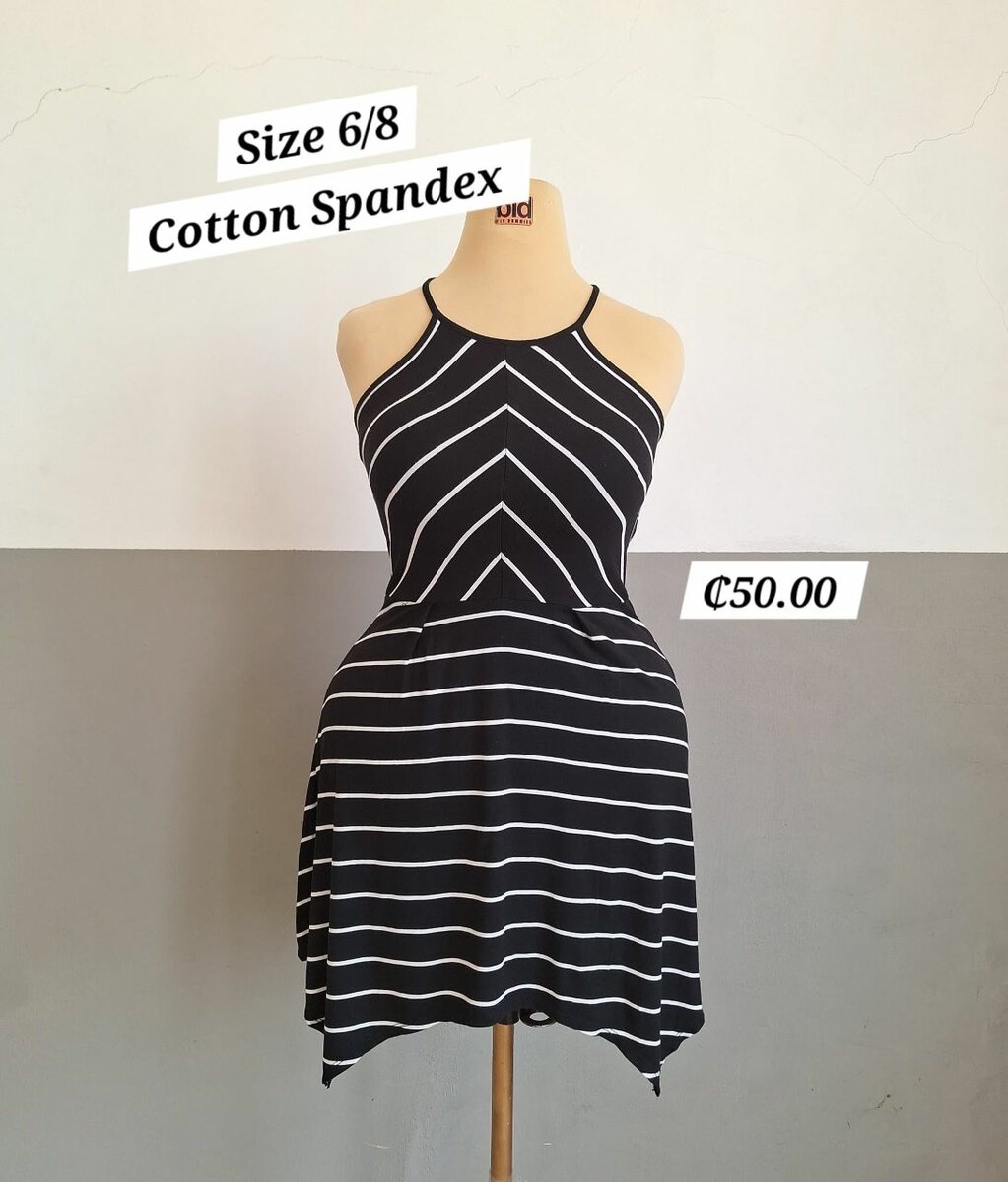 White stripes black dress