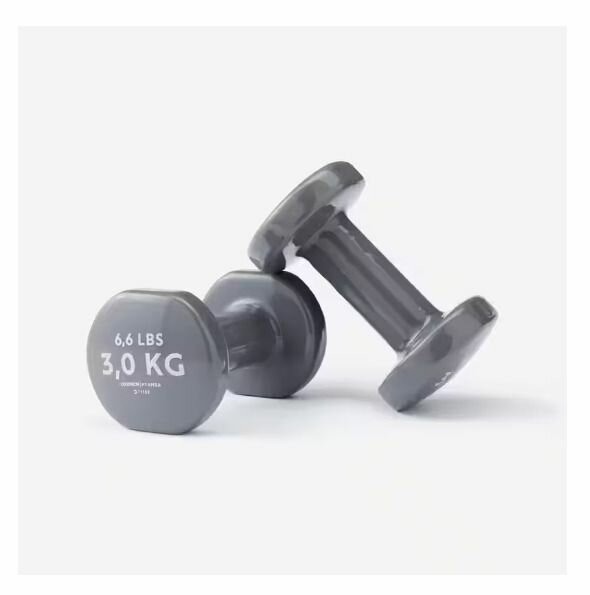 3 kg fitness dumbbells twin-pack - grey