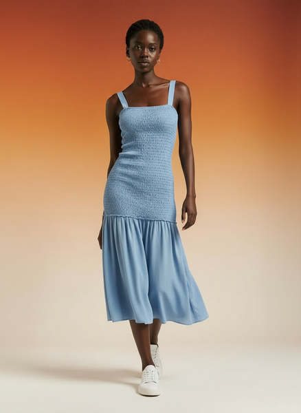Robe longue bleue élégante