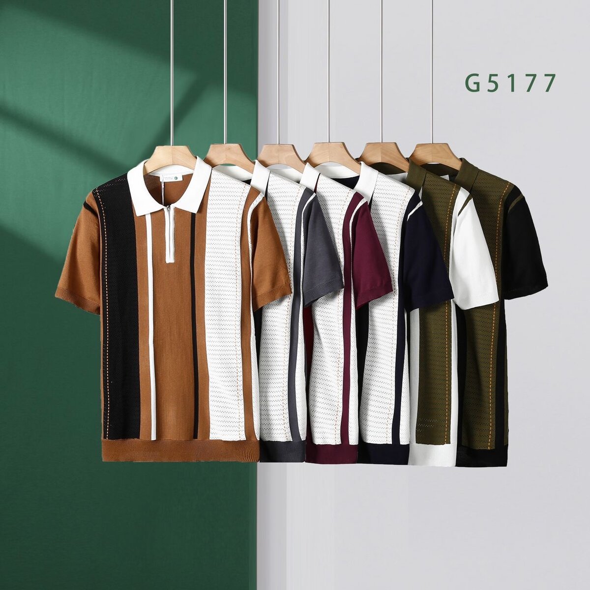 Polo en maille rayée homme