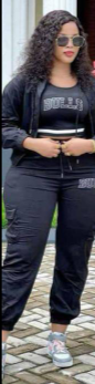 Combinaison de sport pour femme, pantalon fuselé, haut et veste courte, noir