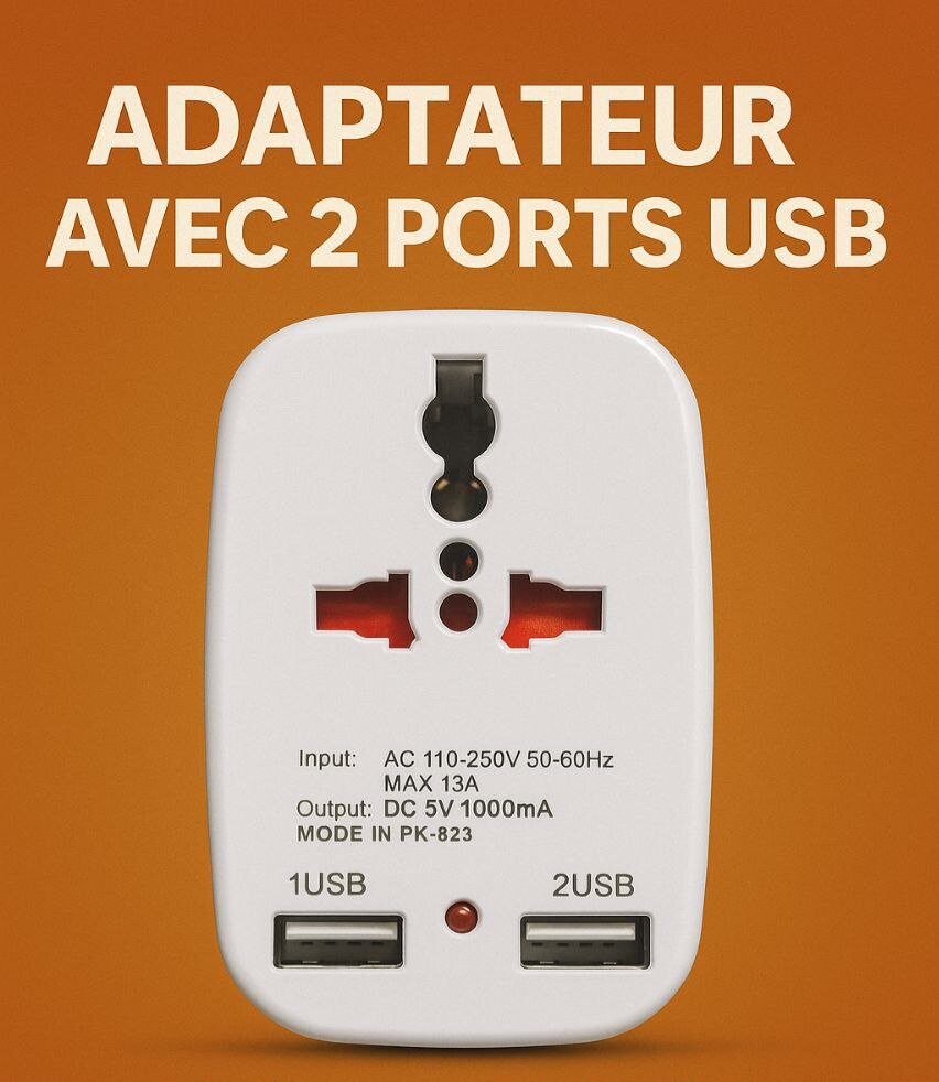 Adaptateur avec 2 ports USB