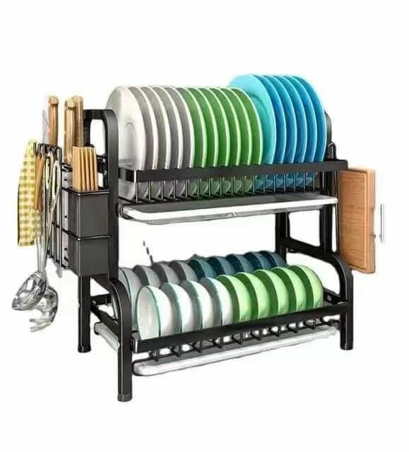 2-Tier Compact Kitchen Dish Rack Drainboard, Dish Drying.