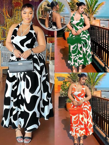 Robe Maxi Évasée Imprimée