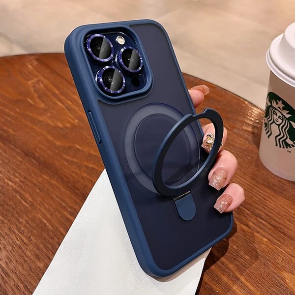 Hard shell case with kick stand case and camera lens