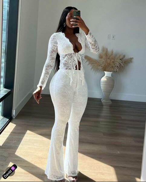 Ensemble dentelle blanc femme