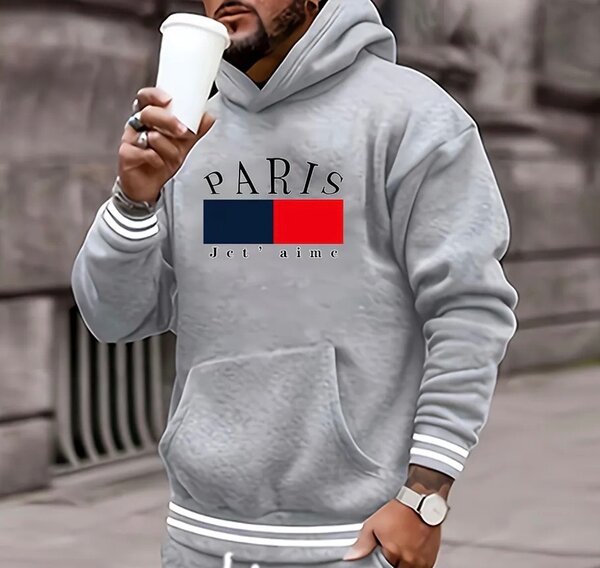 Hoodie Paris Style Gris