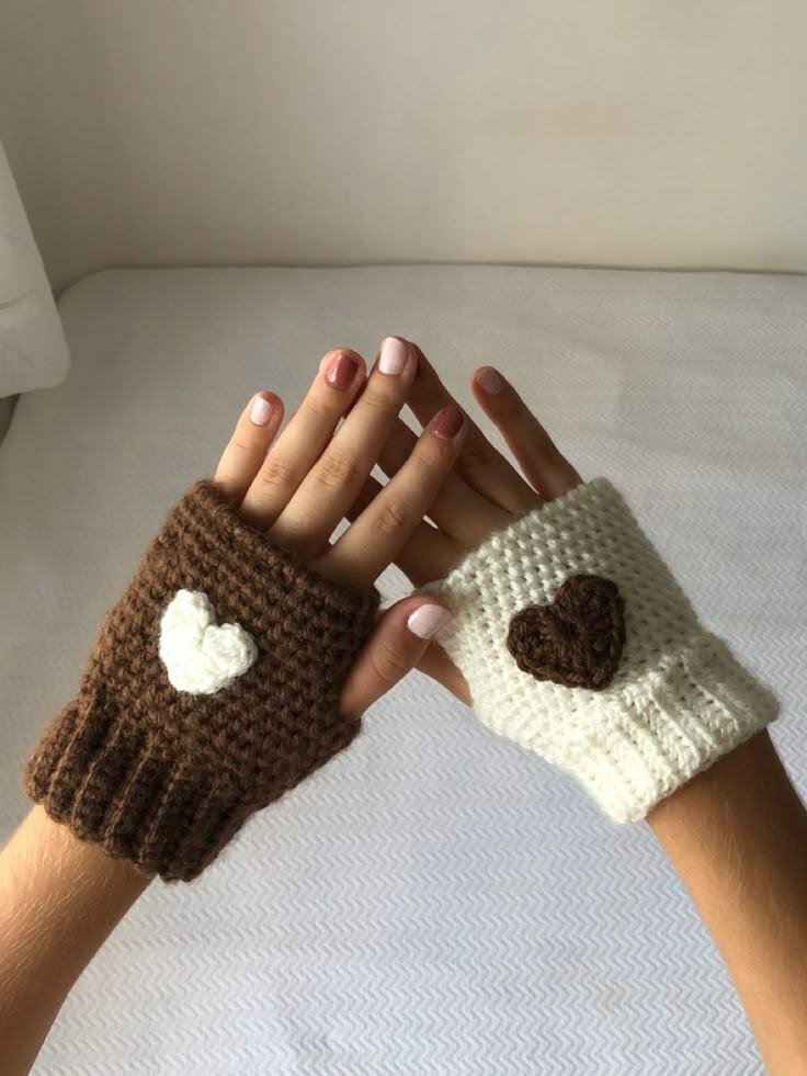 Mitaines tricotées cœur
