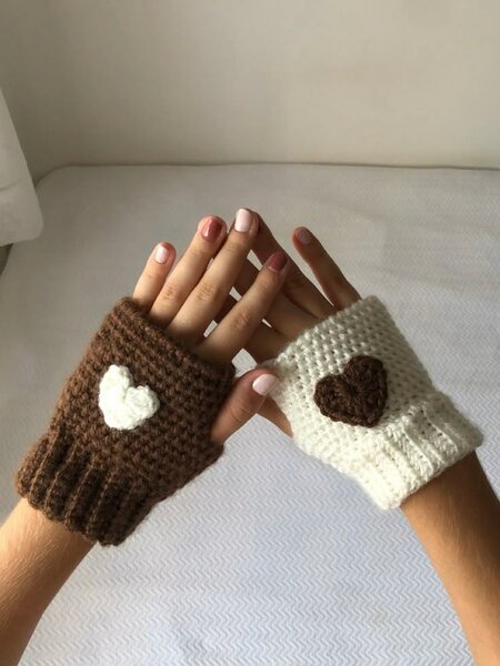 Mitaines tricotées cœur