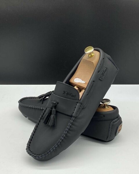 Mocassins gris à décor