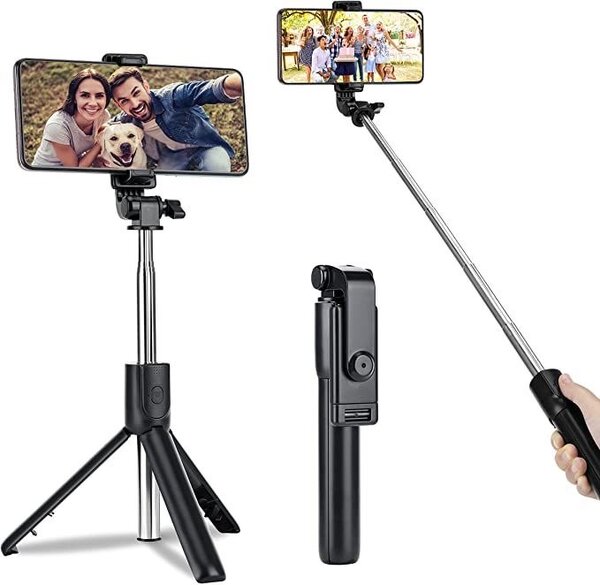 2 in 1 selfie stick tripod with light