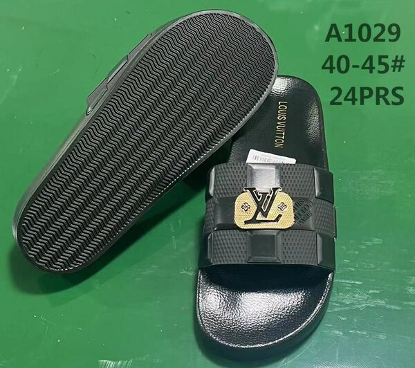 Tongs de luxe en cuir noir