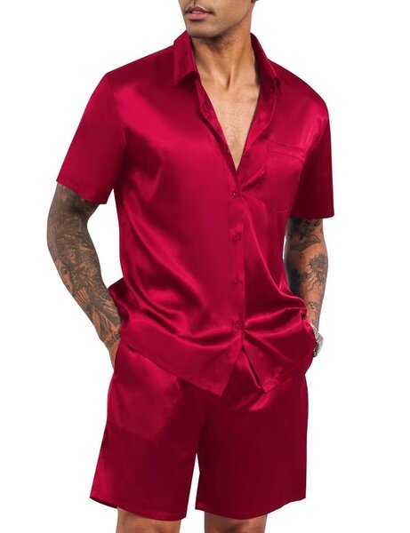 Colored Satin Shirt & shorts Available