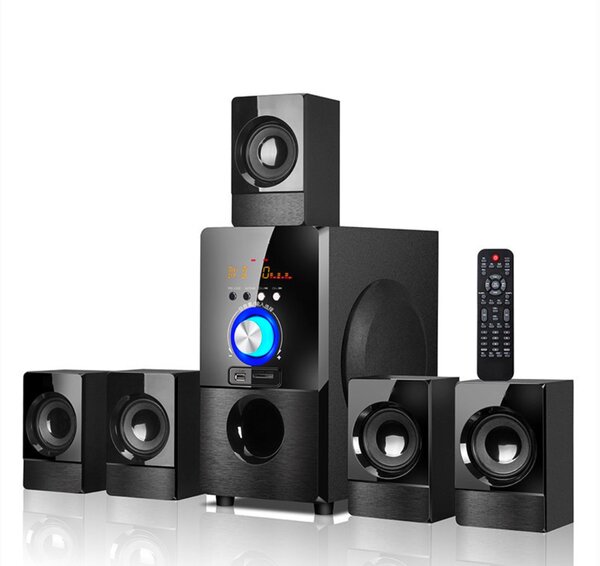 Goldpo H5872B 5.1 bluetooth Speaker 30W Wooden Subwoofer LED