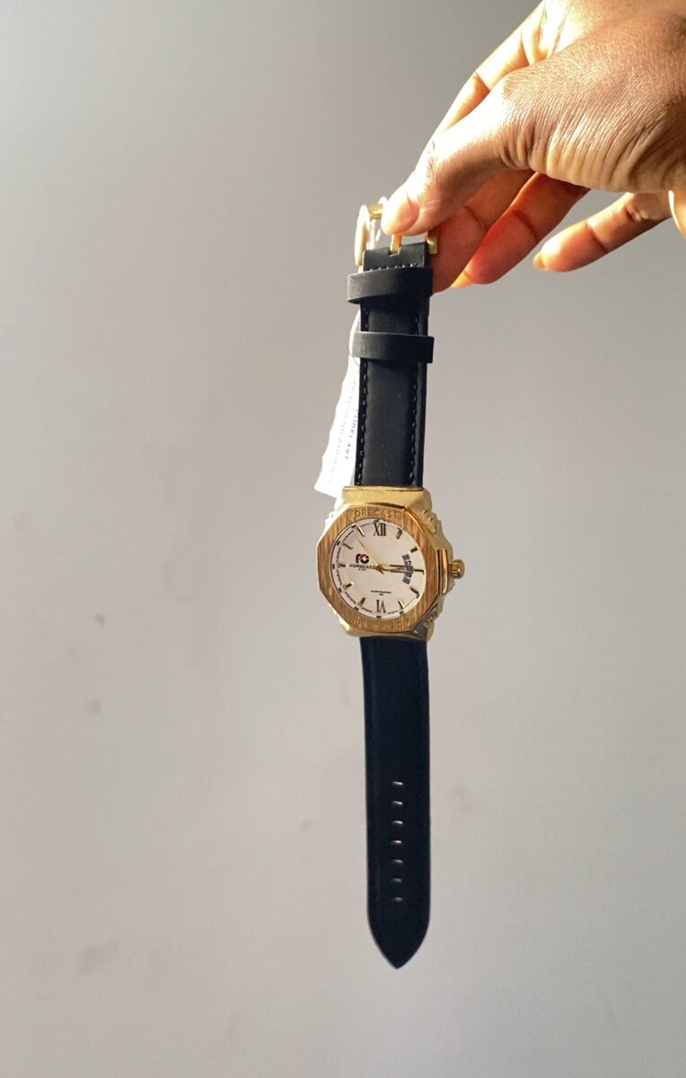 Black leather watch
