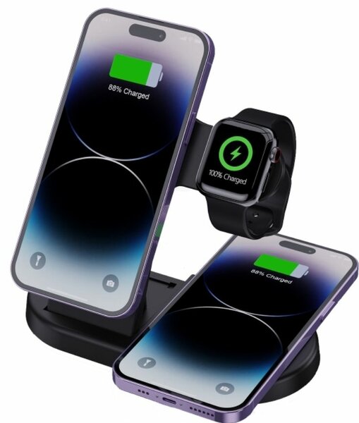 4-IN-1 MULTIFUNCTION MAGNETIC WIRELESS CHARGER - BLACK