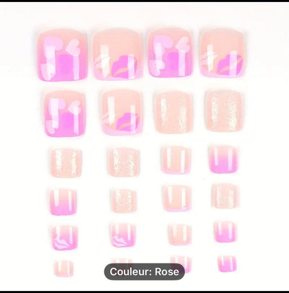 Ongles Faux Rose Romantique