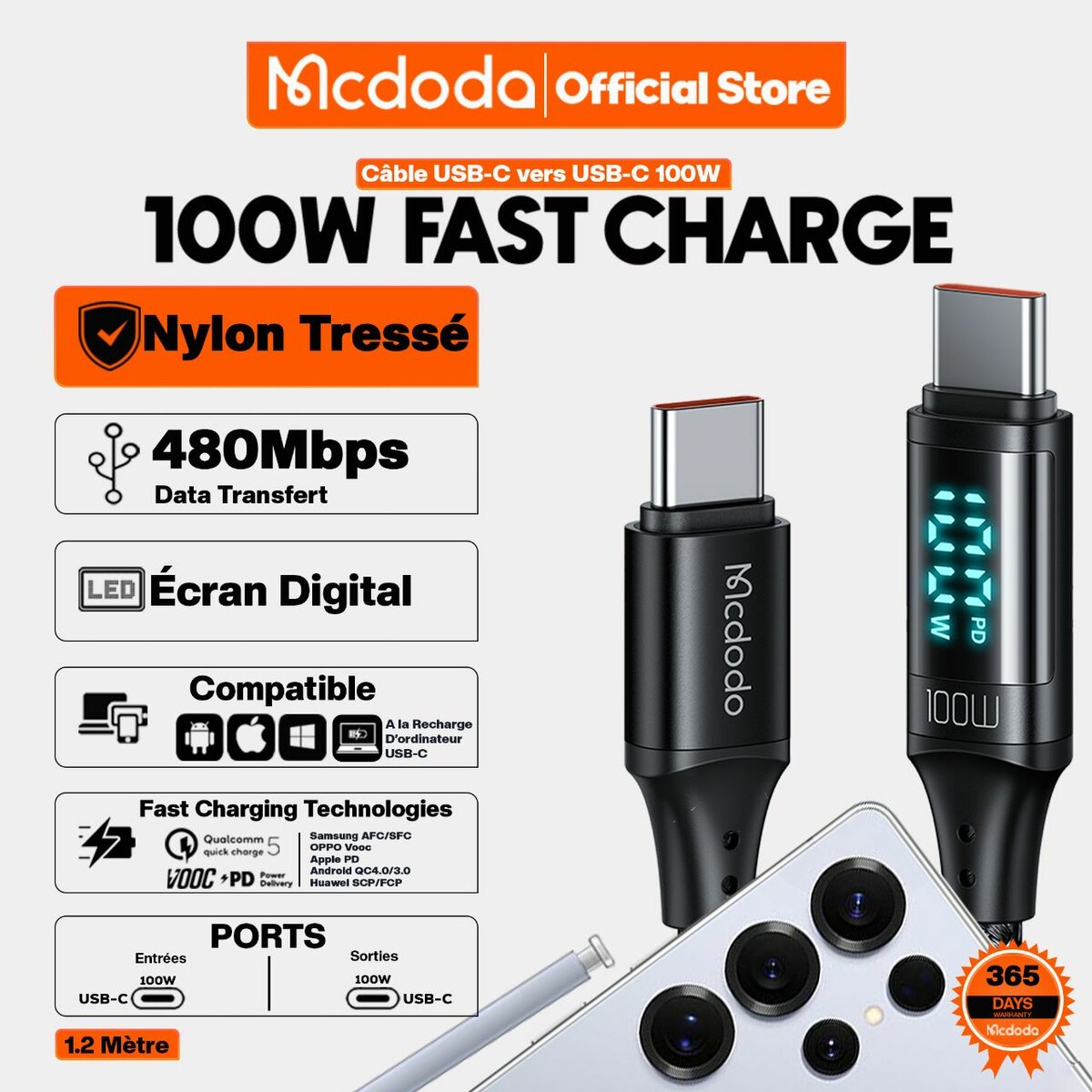 Câble USB-C vers USB-C  Mcdodo