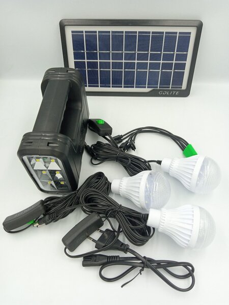 Rechargeable lamp comes with solar panels and bulbs