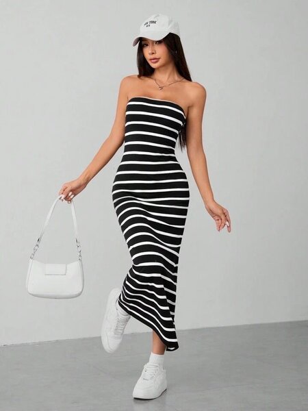 Robe Tube Rayée Confortable