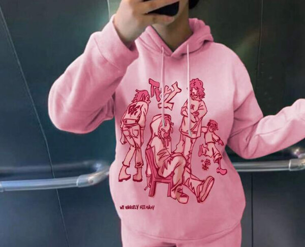 Sweat à capuche graphique rose