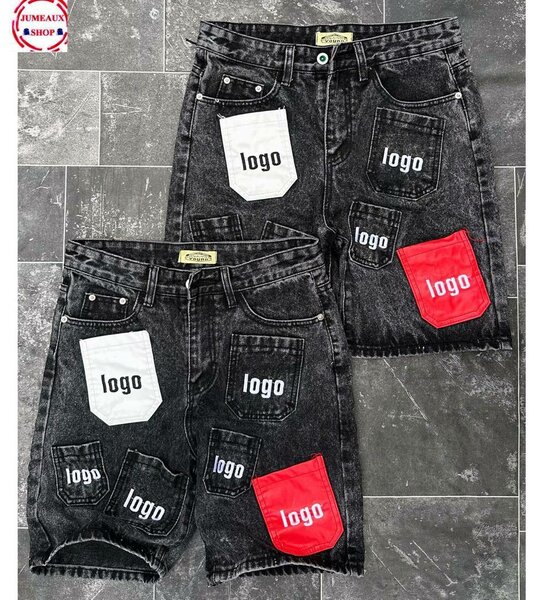 Shorts en jean à poches colorées
