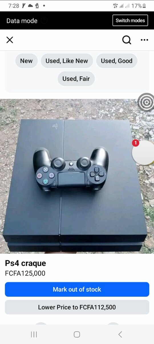 Console PS4 avec Manette craqu