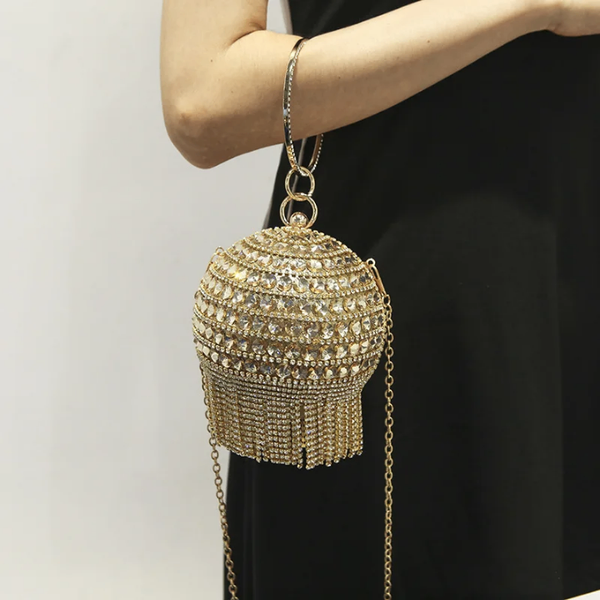 Sac à main boule dorée paillettes