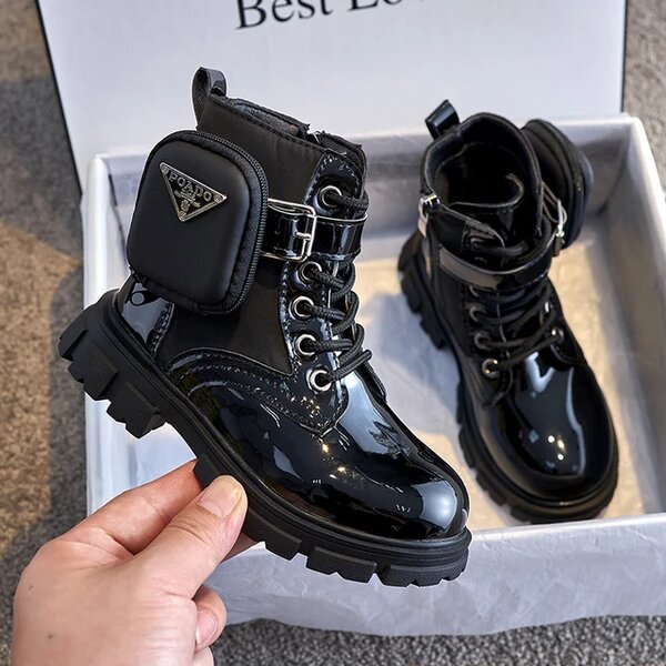 Kids Unisex Kids Boots Fashion Patent Leather Gi