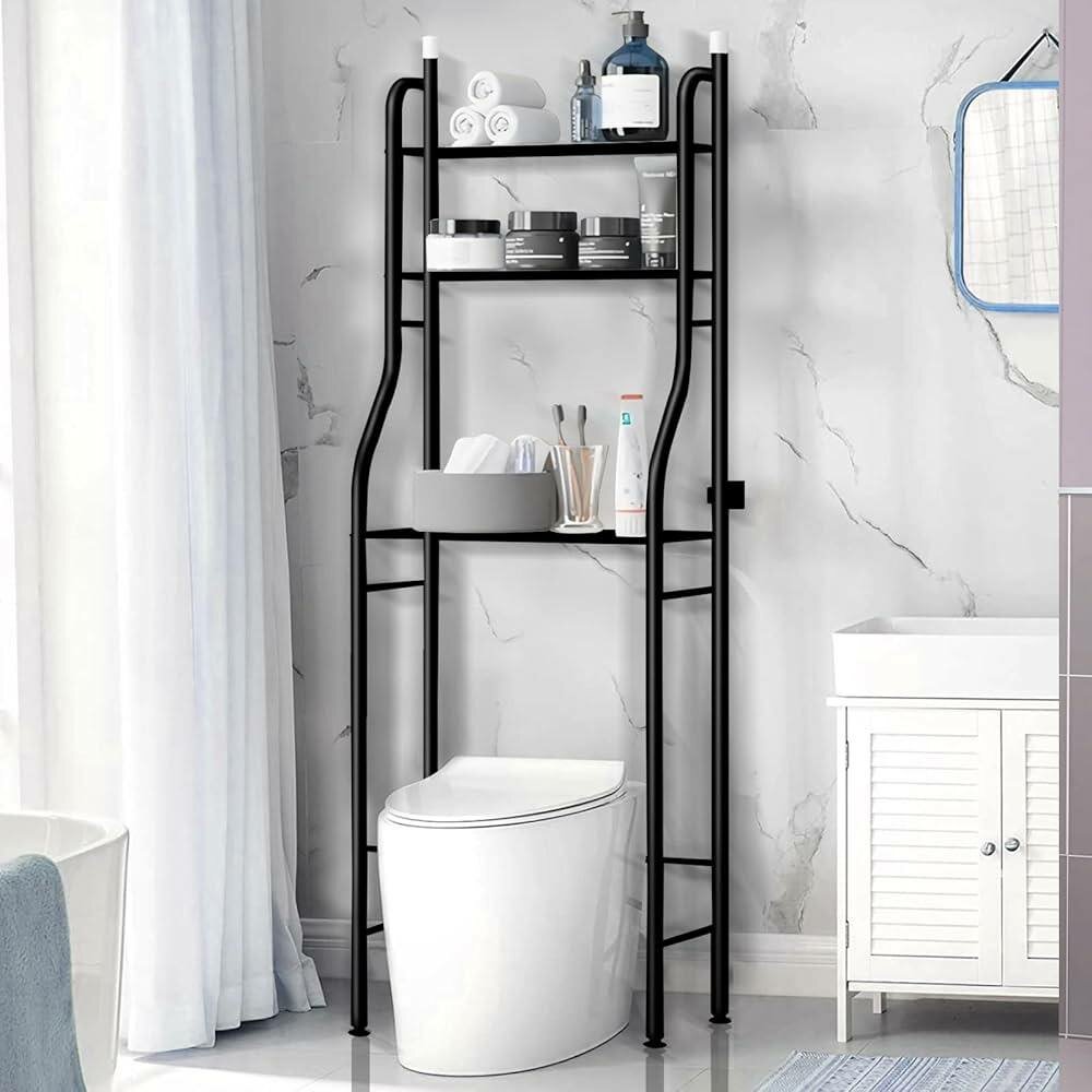 3 Tiers Black Toilet Rack