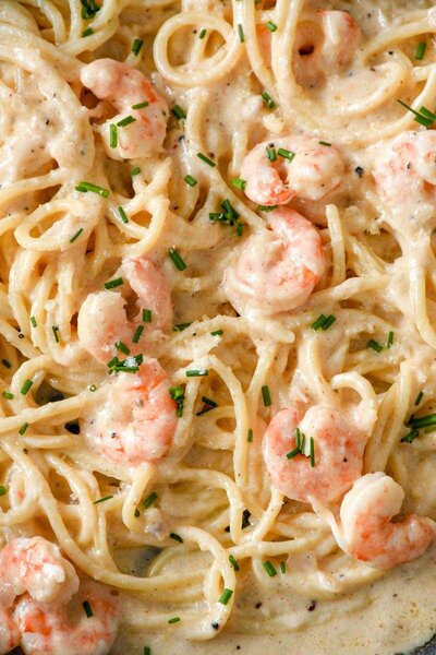 Spag crème fraîche crevette
