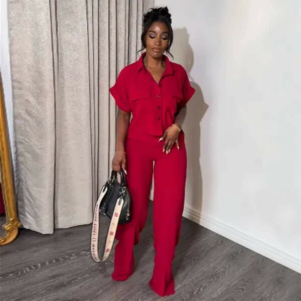 Ensemble Pantalon Rouge Chic