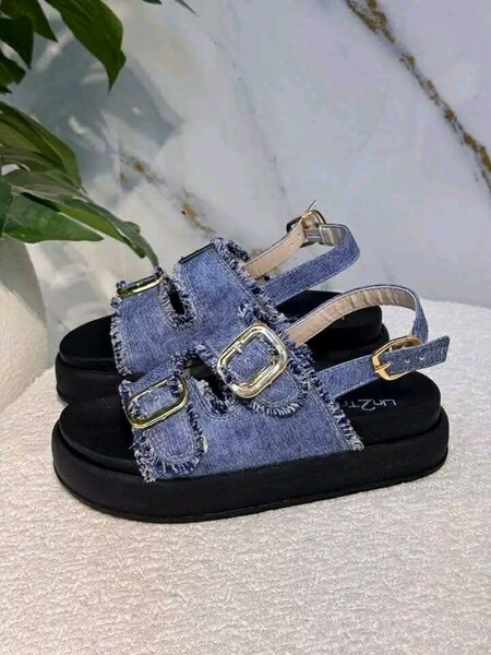 Sandales à plateforme en denim