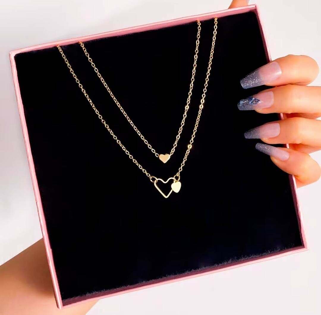 Collier Double Cœur Doré