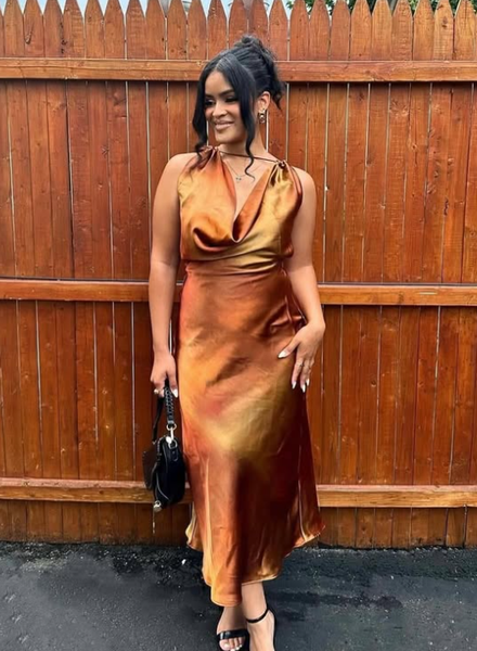 Satin dress brown