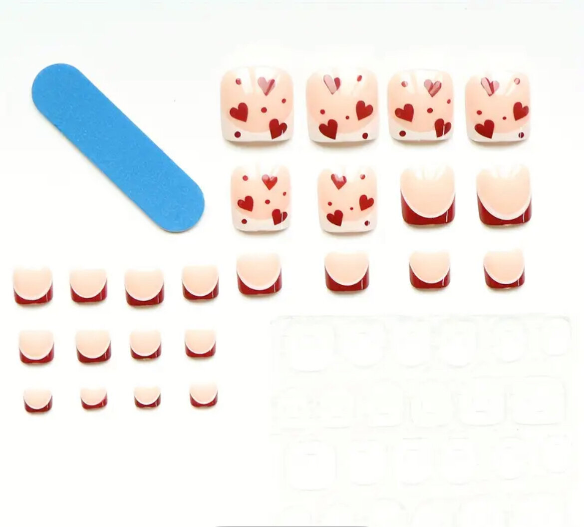 Ongles des Pieds cœur rouge