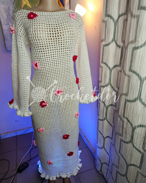Robe Crochet Blanc Élégante