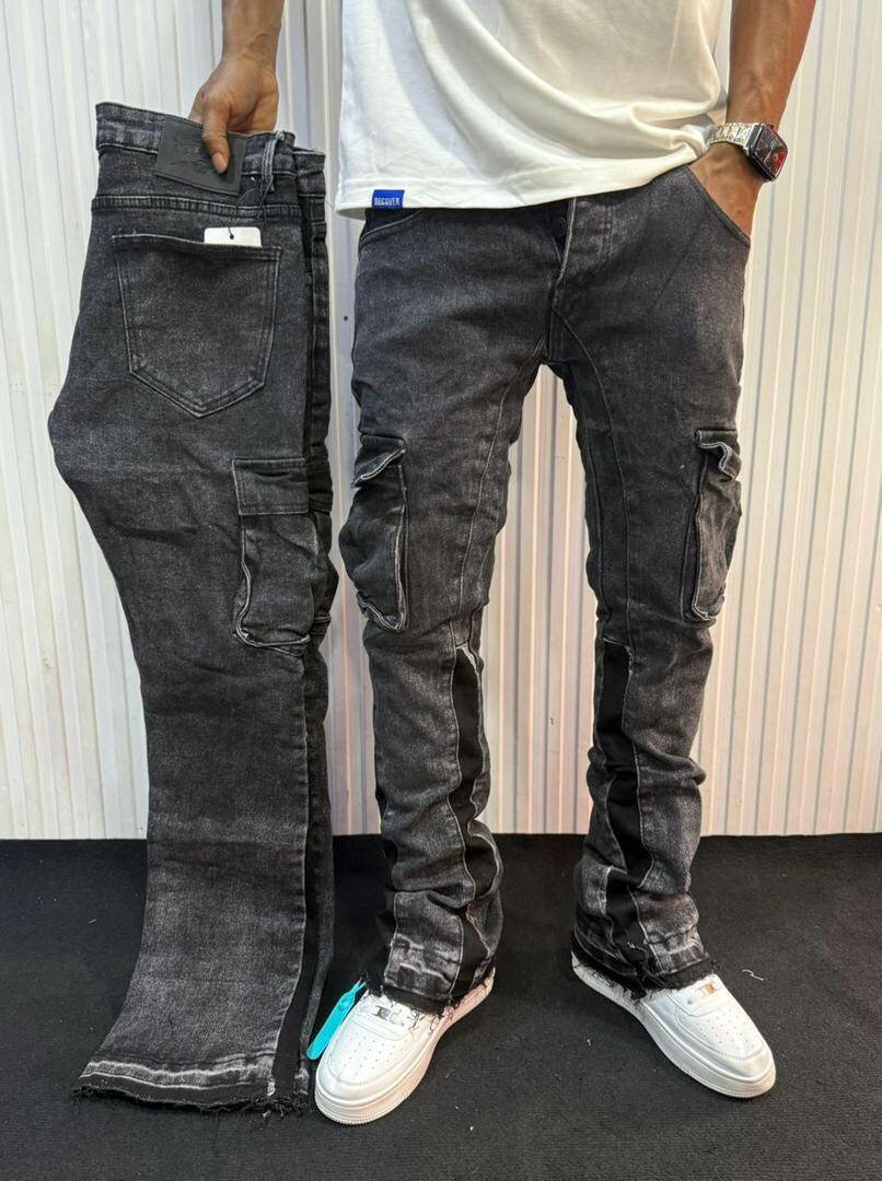 Jean cargo noir homme tendance