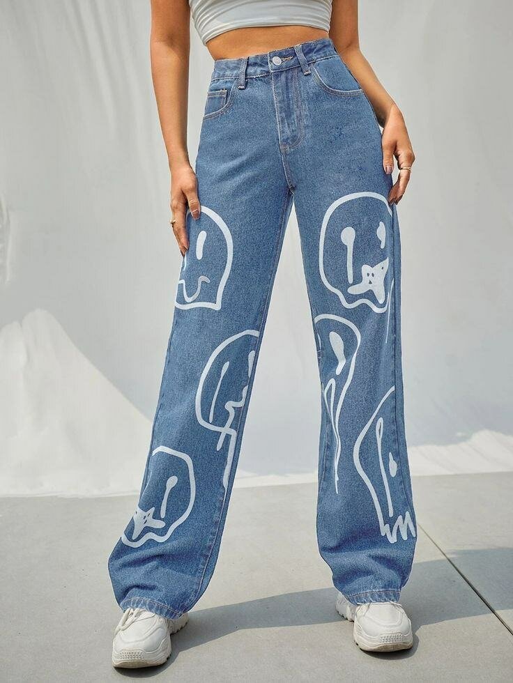 Jean large à motifs uniques
