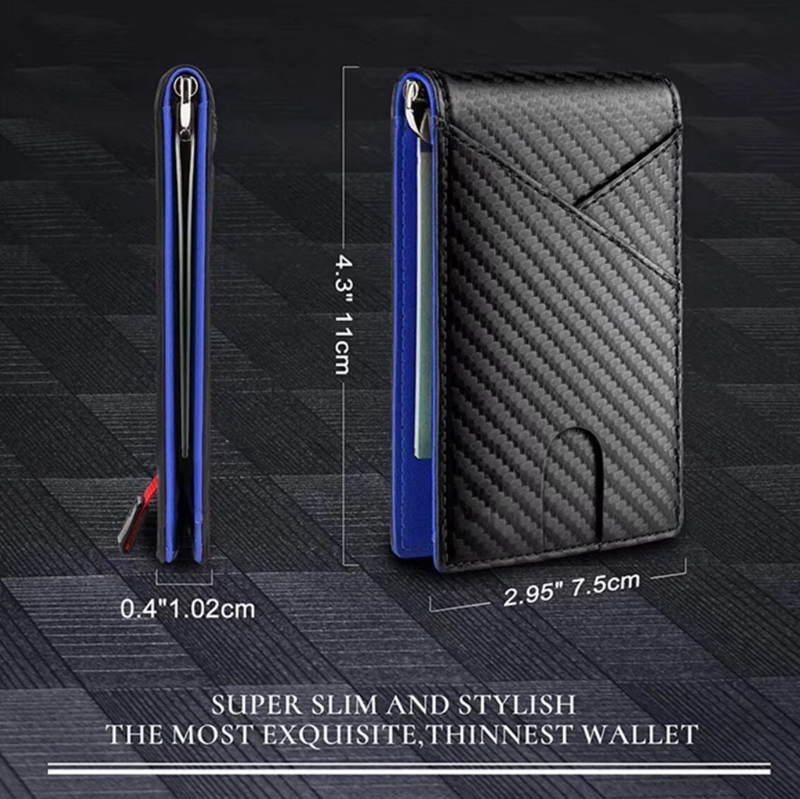 Portefeuille RFID Slim Bleu