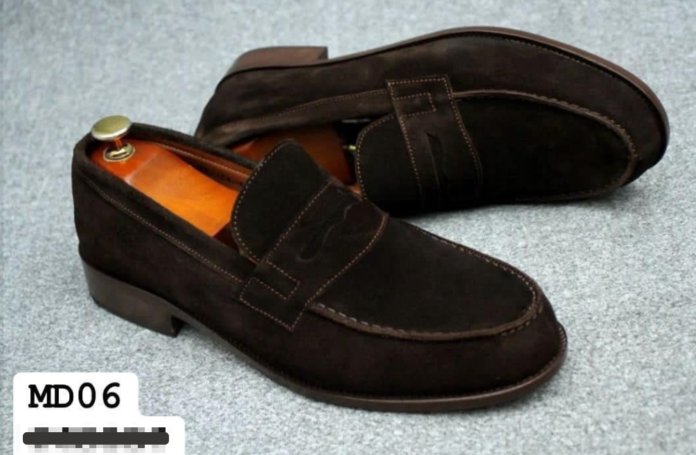 Mocassins penny de daim couleur chocolat