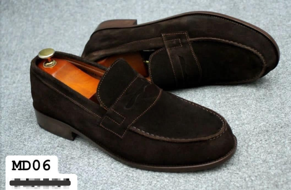 Mocassins penny de daim couleur chocolat