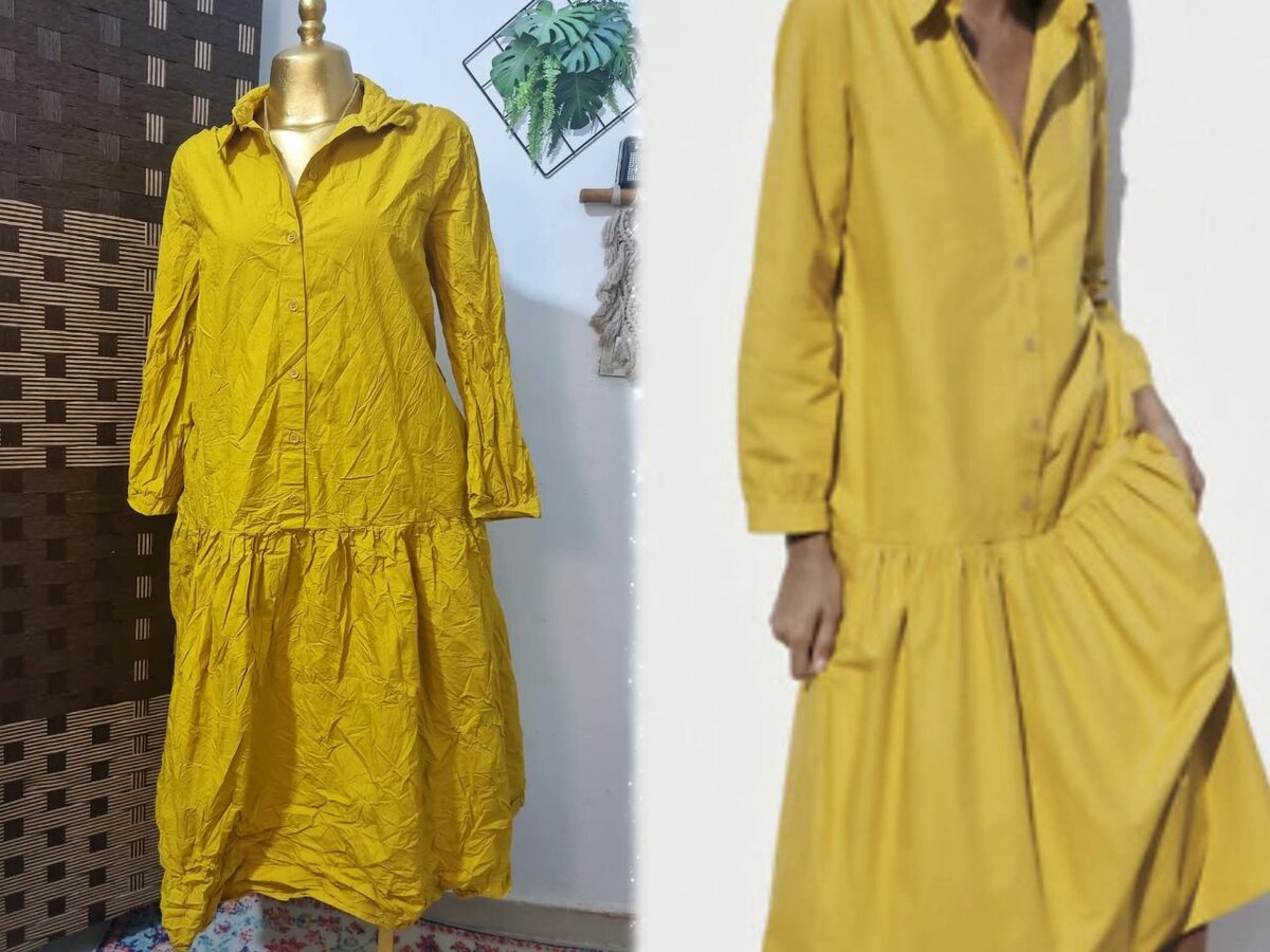 Robe chemise jaune élégante