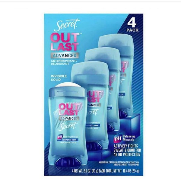 Secret Outlast Advanced Antiperspirant Deodorant 2.6 oz, 4pc
