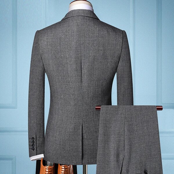 Brand Fashion Men 's Slim Fit Business Suit Men Fashion 3 Pi