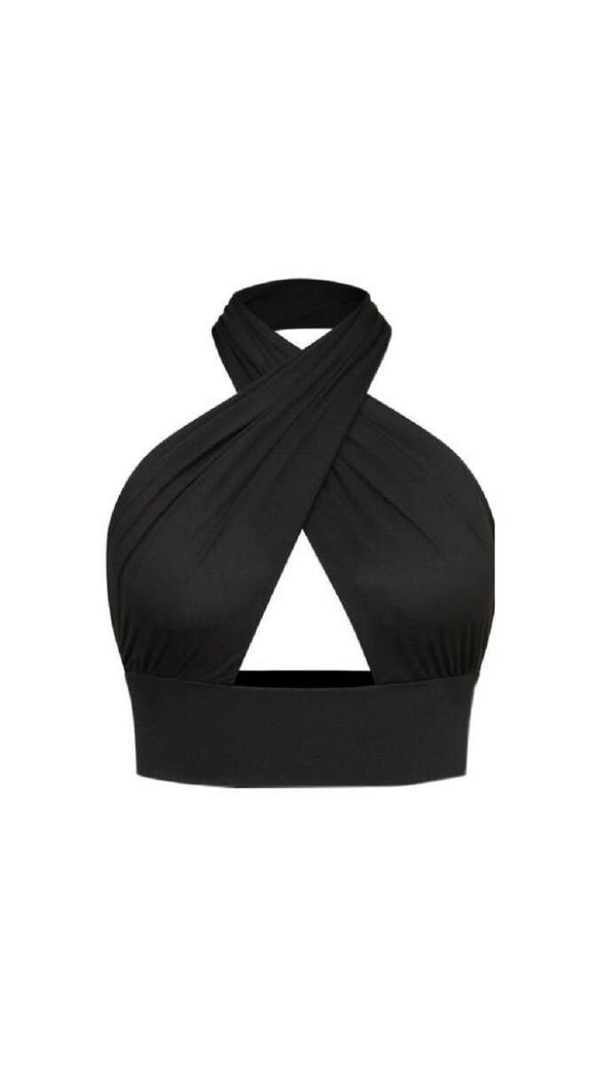 Haut cropped noir croisé
